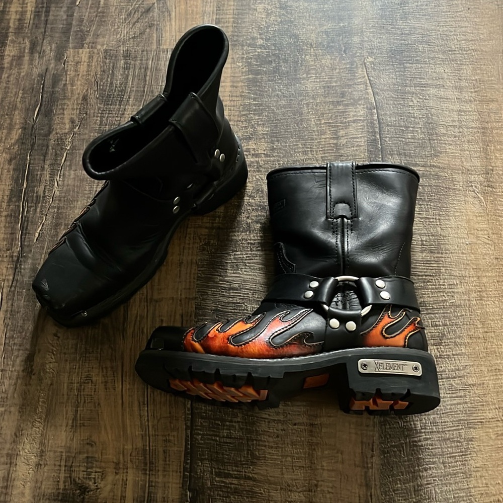 Steel toe flame riding boot